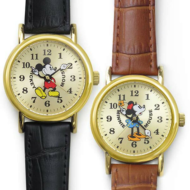 楽天市場】【Disney】ミッキー & ミニー マウス ラウンド ウォッチ 革 