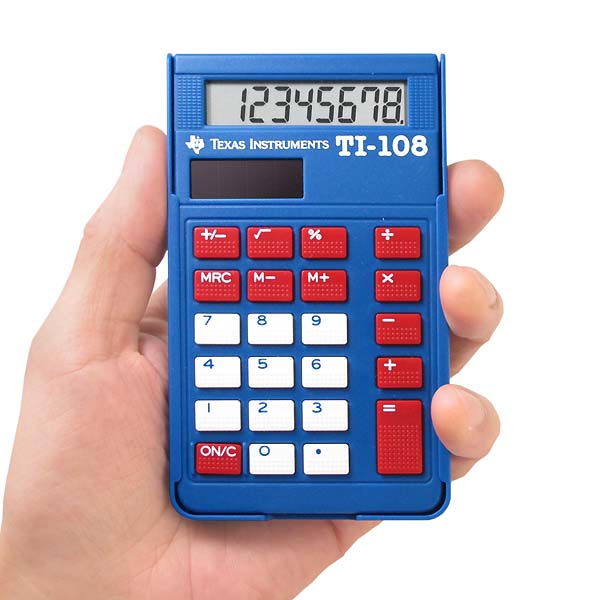 1980年代より生産されるTexas Instrumentsのミニ カリキュレーター 限定価格セール テキサス インスツルメンツ ポケット電卓 TI-108 市販 ロングセラー定番品 8桁