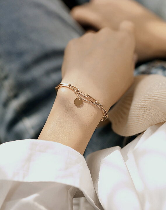 楽天市場】2連チェーンブレスレット 二連 ダブルチェーン 316L  