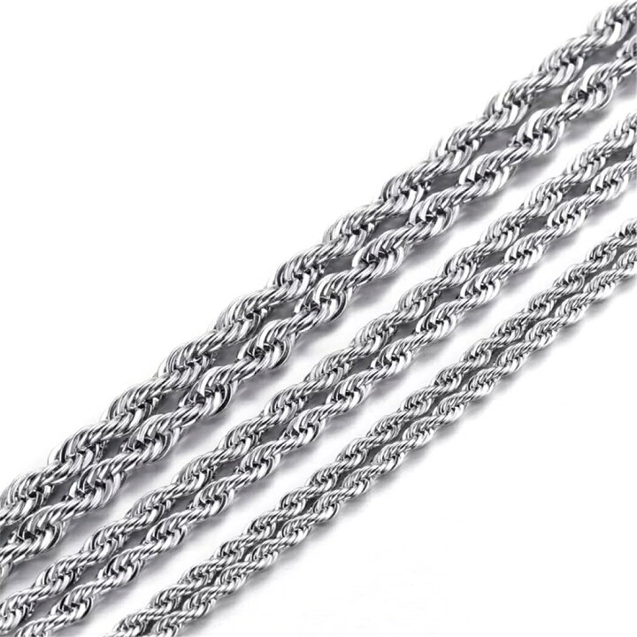 太さ/長さ選べる☆ネックレスチェーン ねじりチェーン ネックレス ステンレス シルバー 金アレ対応 2mm 3mm 4mm ネックレス 50cmネックレス 60cmネックレス レディース メンズ ロープチェーン ツイストチェーン Rinma ツイストネックレス シルバー メンズ レディース 60cm ステンレス