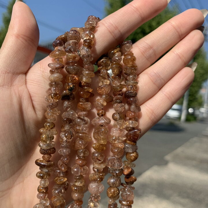 楽天市場】穴あき さざれ石 10g 高質レッドルチルクォーツ 40粒前後 