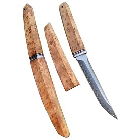 Irai Utaki アウトドアナイフ サバイバルナイフ 安来鋼複合材 刃渡り125mm 木鞘付 フィッシング キャンプ 山狩り 両刃 鋭い切れ味が長持ち 手入れ簡単 シースナイフ