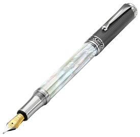 Xezo Maestro ハンドメイド 万年筆 ミディアムペン先 玉虫色 海洋起源 ホワイトマザーオブパール ダイヤモンドライクカーボンPVD付き シリアル化 2本のペンなし