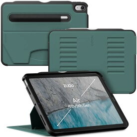 ZUGU iPad Air5 2022 / Air4 2020 ケース 10.9インチ 第5世代 / 第4世代 極薄 落下衝撃保護 8段階スタンド機能 ペンホルダー ワイヤレス充電 オートスリープ (Air 5 / Air 4 カバー, パイングリーン)