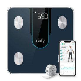 Anker Eufy (ユーフィ) Smart Scale P2 (体重 体組成計) 【Fitbit対応/体脂肪率/BMI/筋肉量/基礎代謝量/水分量/体脂肪量/骨量/内臓脂肪/タンパク質/骨格筋量/皮下脂肪/体内年齢/ボディタイプ/高精度】 ブラック
