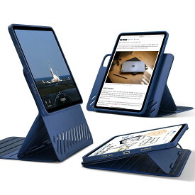 ESR iPad Pro 11インチ ケース (2022/2021/2020/2018、第4/3/2/1世代) 専用 取外し可能なマグネットカバー付き回転式ケース、縦向き/横向きスタンド、9段階の角度調節可能、頑丈な保護、Shiftシリーズ、ブルー