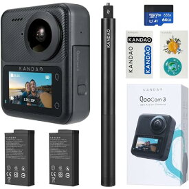 KanDao Qoocam 3 アクションカメラ 5.7K 62MP 360度スポーツカメラ デュアル 1/1.55"センサー 60fps ビデオカメラ 手ブレ補正 360度水平維持 WiFi搭載 タイムラプス夜間撮影 大容量バッテリー 2024 プレミア