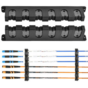 壁掛け釣り竿ホルダー ロッドスタンド 壁掛け ブラック 釣り竿ホルダー 6本収納 組み立て 簡単 省スペース 横置き式