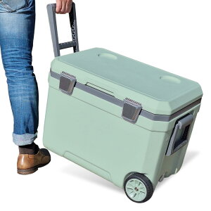 ハードクーラーボックス 45L 保冷60時間 タイヤ付き 水抜き栓あり 釣り用クーラーボックス 大型クーラーボックス グリーン