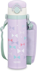 サーモス 水筒 真空断熱キッズケータイマグ 500ml パステルパープル 取りはずしできるストラップ 肩に優しいショルダーパット付き 子供用 通
