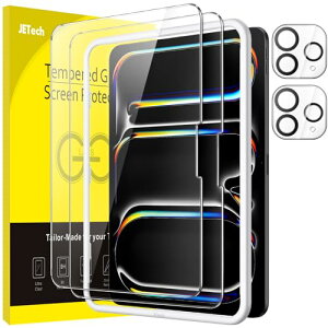 JETech iPad Pro 13 �C���` M5/M4 2025/2024�p �t���ی�t�B����+�J���������Y�t�B���� �K�C�h�g�t�� �����K���X