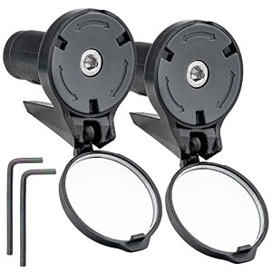 自転車バーエンドリアビューミラー 2個パック - 調節可能なHD凸ガラスバックミラー ロードバイク ドロップバーエンド ハンドルバーエンド マウ