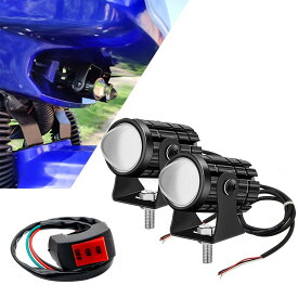 YFFSFDC バイク フォグランプ LED 2色切り替え ホワイト イエロー 常時点灯 補助灯 車外灯 小型 前照灯 高輝度 防水 汎用 スイ
