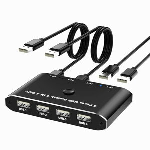 USB 切替器 4入力4出力 USB 切り替え器PC4台用 1台のプリンターを4台のパソコンで使用 パソコン 4台 キーボード 1台 マウス キ
