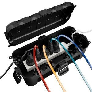 RESTMOコンセントボックス 中型 屋外 電源 電気 防水 ボックス IP54雨よけ 耐候性 ガーデンライト、タイマー、延長コード、コンセント