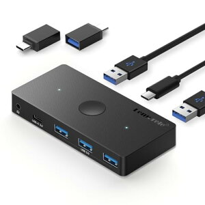USB 3.0 切替器 PC 2台 切り替え 2入力5出力 USB 3.0&C 3.5mmオーディオ マイク 5Gbps高速転送 ヘッドセット