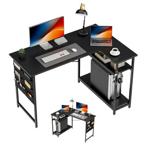 Alebert デスク 机 L字デスク パソコンデスク 幅107cm 机 pcデスク 勉強机 テーブル 作業机 ゲーミングデスク ラック付き l