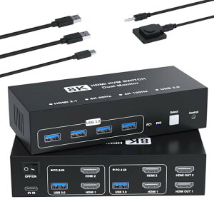 8K@60Hz HDMI KVMXCb` 22o HDMI KVM ؑ֊ p\R2䃂j^[2؂ւ 4USB 3.0|[g