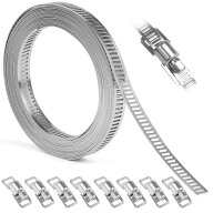 FINGOOO ホースバンド 304ステンレス 幅8mm×長さ3M・留め具8個 自在バンド バイクパーツ マフラーバンド…