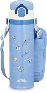 サーモス 水筒 真空断熱キッズケータイマグ 500ml サックスブルー 取りはずしできるストラップ 肩に優しいショルダーパット付き 子供用 通園