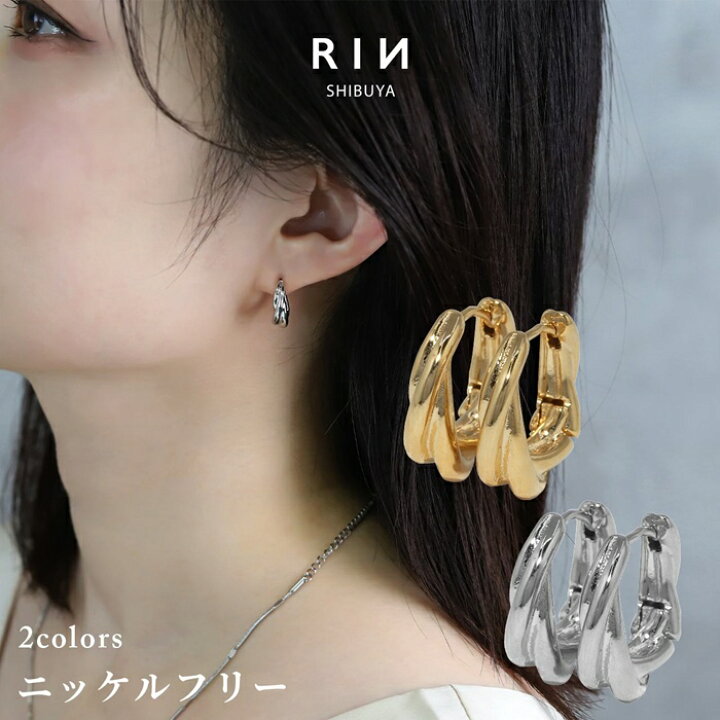 楽天市場】ピアス キャッチレス フープピアス リングピアス 金属 