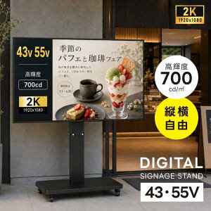 �_�f�W�^���T�C�l�[�W 43V 55V �ړ����X�^���h�Z�b�g �c�����p 2K���掿 IPS 700cd/m 24���ԉғ� �L���X�^�[�t�� �������� �X�ܗp�d�q�Ŕ� dsns-sj02-700