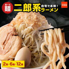 二郎系ラーメン 二郎 ラーメンセット 選べる麺 太麺 細麺 2食 6食 12食 ラーメン 特濃豚白湯 醤油 もちもち麺 お試し 簡単 林泉堂ラーメン 麺＆スープ 具材なし 生麺 常温 冷凍 家二郎 送料無料