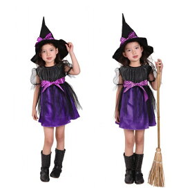 ハロウィン 衣装 子供 魔女 コスプレ衣装 コウモリ 魔女 悪魔 魔法 巫女 小魔女 子供用 女の子 コスチューム ハロウィン仮装 魔法使い