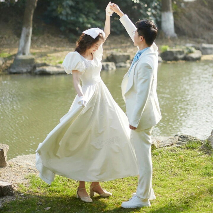パフスリーブ 付け袖 荒かっ ウエディングドレス 結婚式 ホワイト 白 