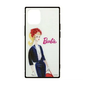 【時間限定クーポン配布中】送料無料 Barbie iPhone12mini対応 スクエアガラスケース BAR-13A スーツ スリムケース ハイブリッド きれい 持ちやすい