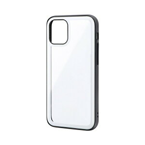 �������� iPhone12mini ���E���h�G�b�W�K���X�V�F���P�[�X�uSHELL GLASS Round�v LP-IS20SGRWH �z���C�g