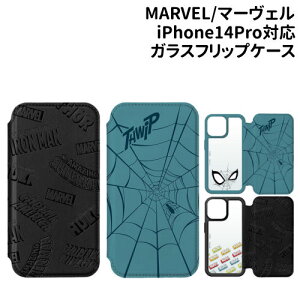 �������� MARVEL/�}�[���F�� iPhone14Pro�Ή� �K���X�t���b�v�P�[�X PG-DGF22Q20-1 /�A�x���W���[�Y �X�p�C�_�[�}�� �X�v���b�V��/