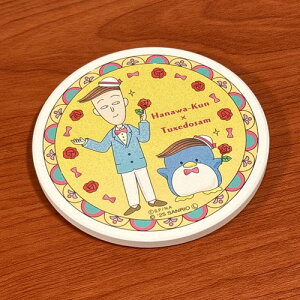 ちびまる子ちゃん×サンリオキャラクターズ コースター CMSR-007 / 花輪くん×タキシードサム 吸水コースター 厚型 コルク付き 滑り止め キズ防止