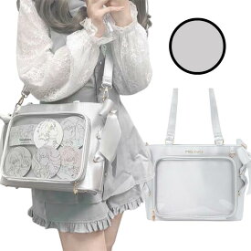 バッグ レディース 学生 痛バッグ クリアポケット付き シルバー 銀色 痛バ 痛BAG 女の子 カジュアル おしゃれ 軽量 軽い ショルダーバッグ 手提げ ポーチ 定番 アウトドア お仕事鞄 お出かけ 可愛 日常用