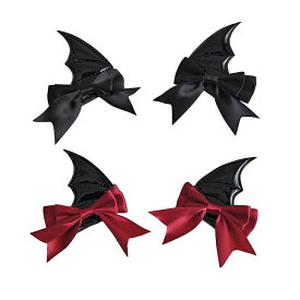 ハロウィン コスプレ アクセサリー 衣装 コスチューム ヘアアクセサリー ヘアピン 髪飾り 髪留め クリップ ハロウィン頭飾り コスプレ小物 悪魔 コウモリ羽 蝙蝠 蝶結び かわいい 黒 赤 大人用 キッズ 子供 パーティー ゴシック ロリータ ステージ Halloween