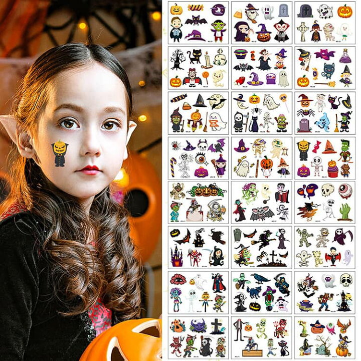楽天市場】12枚セット ハロウィン タトゥーシール カボチャ ハロウィン 