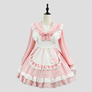 メイド服 セーラー服 ピンク 裾フリル Lolita 青 白 萌え メイドカフェ レディース 可愛い 仮装 イベント ワンピース 大きいサイズ 蝶タイ ロリータ リボン コスチューム コスプレ ガーリー ハ