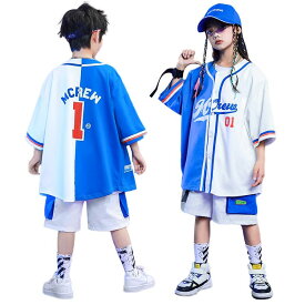 ベースボールシャツ パンツ ハーフ キッズダンス衣装 セットアップ 韓国 子供服 ヒップホップ 衣装 男の子 女の子 練習着 ダンス 衣装 ジュニア ストリート系