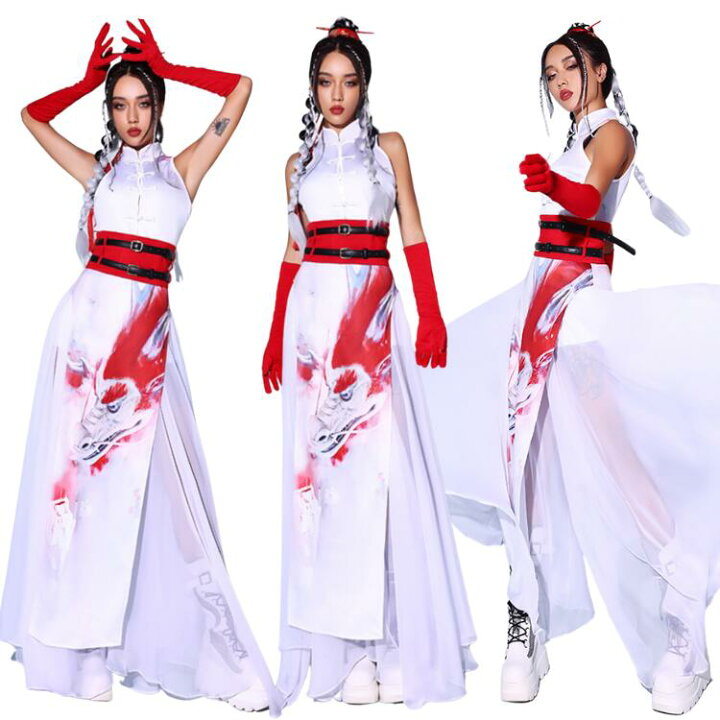楽天市場】ダンス衣装 大人 レディース 龍柄 ドラゴン柄 チャイナー風 