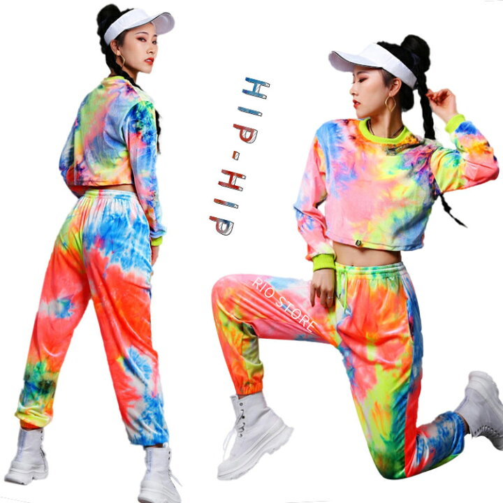 楽天市場 ダンス衣装 セットアップ ヒップホップ 大人 ダンス衣装 レディース 韓国 ダンス 衣装 上下 へそ出し 派手 ダンスウェア 総柄 送料無料 Rio Store リオストア