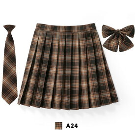 チェック柄 3点セット プリーツスカート 制服 ネクタイ リボンタイ スクールスカート レディース スーツ 正統派 制服 通学 学生服 中学 プリーツ スカート 女子制服 JK制服 女子高生 コスチューム衣装 コスプレ衣装 大人 42cm