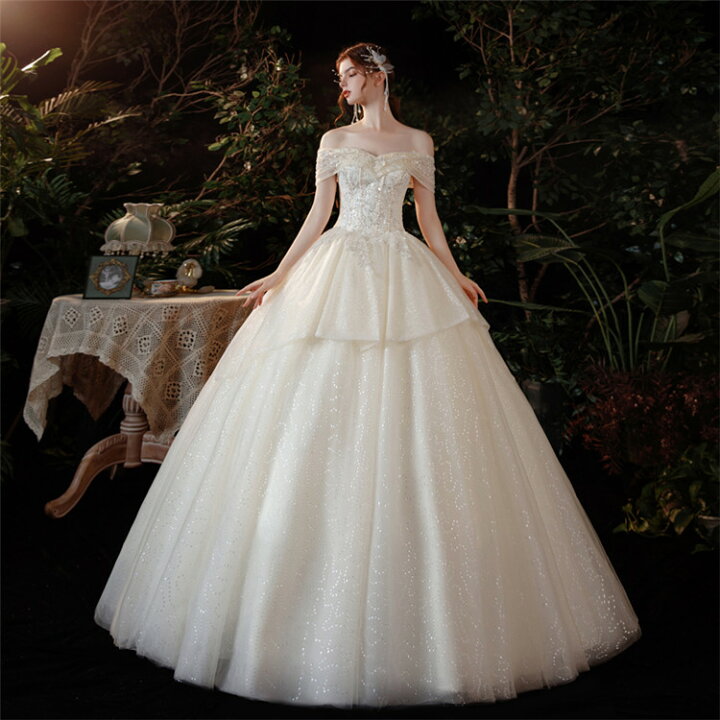 楽天市場】ウェディングドレス ロング丈 おめかし 結婚式 韓国  