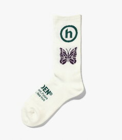 【公式 正規品】HIDDEN® HIDDEN x Needles Jacquard SocksOS / White/Green/Purple　サイズ：OS(FREE)　靴下 正規品 【中古】 【新古品　未使用品】