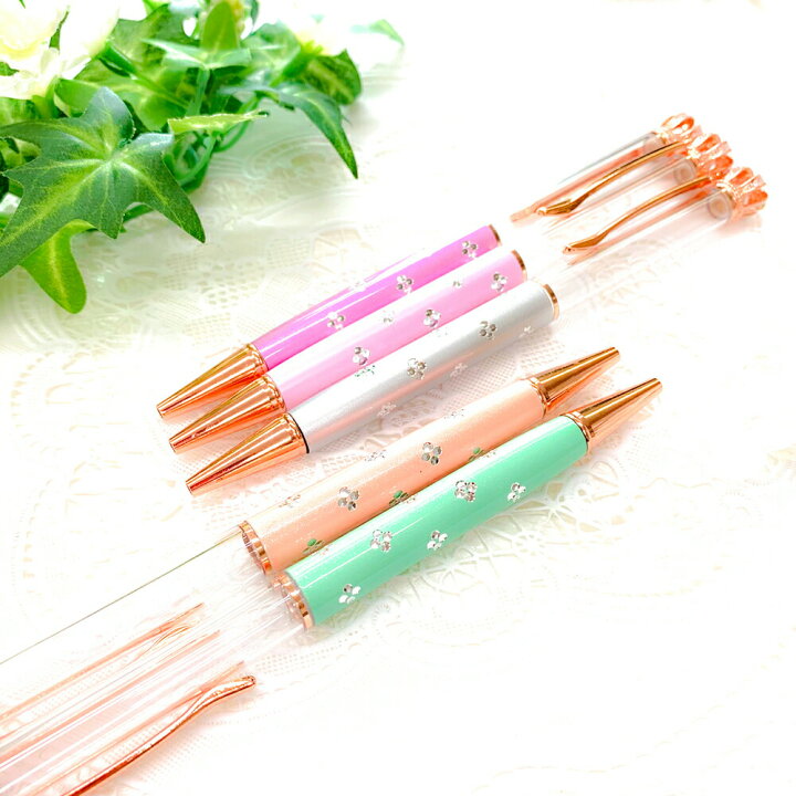 替え芯 専用ケース付き 選べる10本セット ハーバリウムボールペン パステルカラー 王冠付き お花の彫刻 可愛い フラワー 刻印 超安い品質