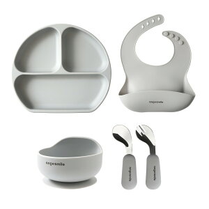 シリコン 食器セット 5点セット ベビー食器セット プレート 蓋 お食事プレート ボウル ひっくり返らない 吸盤付き ベビー食器 キッズ 幼児 ステンレス スプーン フォーク お食事エプロン エ