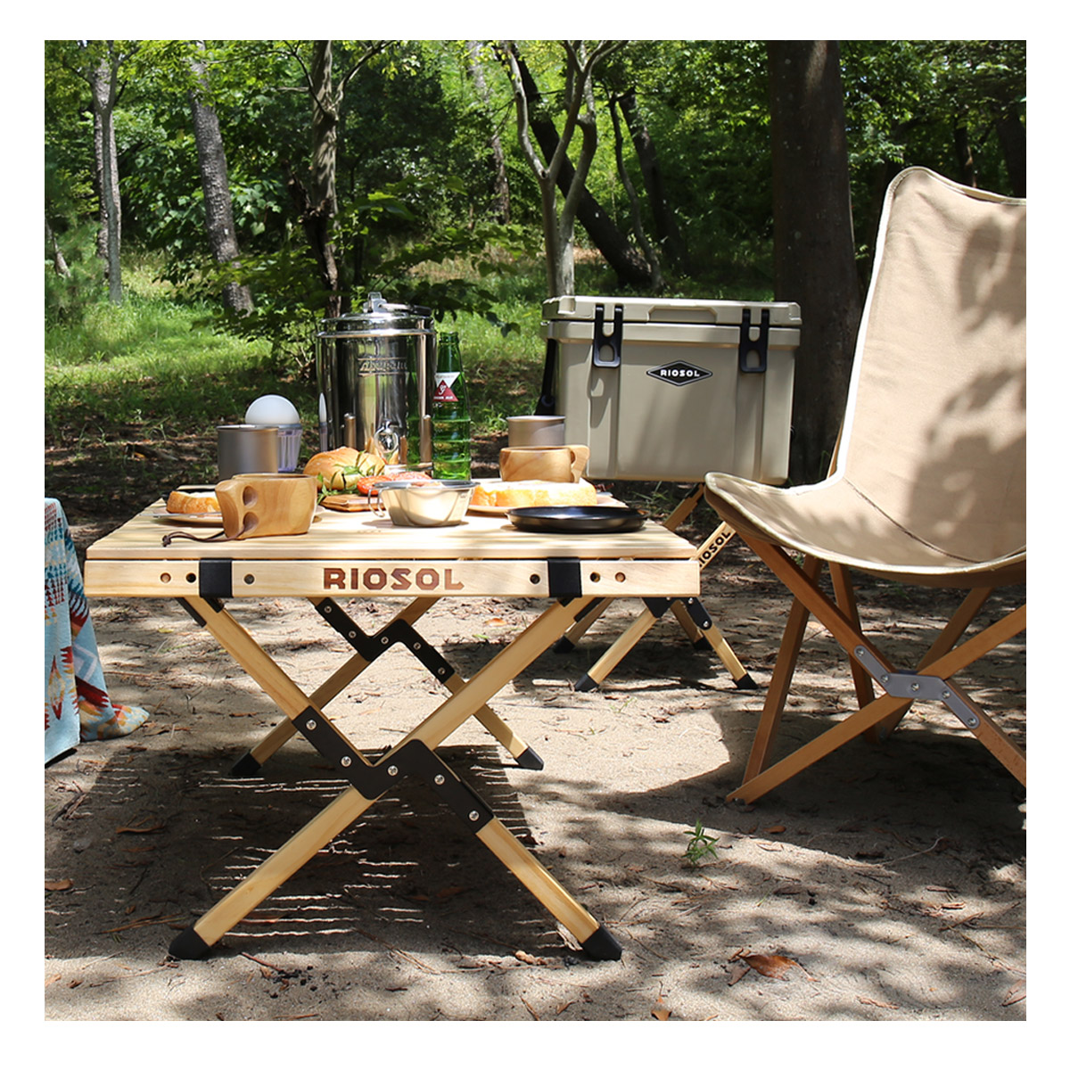 楽天市場】ウッドテーブル 木製 3段階 高さ調整 アウトドア キャンプ 