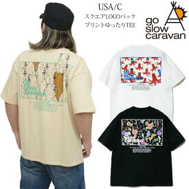 ゴースローキャラバン go slow caravan Tシャツ 半袖 メンズ USA/C スクエアLOGOバックプリントゆったりTEE 321913A 2024SS sst 【服】2404ripe[M便 1/1]