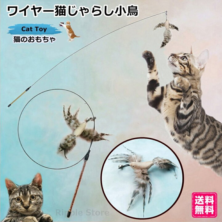 楽天市場 猫 おもちゃ 猫じゃらし 鈴 ワイヤー 釣り竿 小鳥 羽根 ねこじゃらし 猫のおもちゃ ねこ ネコ ストレス解消 運動不足 猫用品 ペット用品 ペット用品 雑貨のripple Store