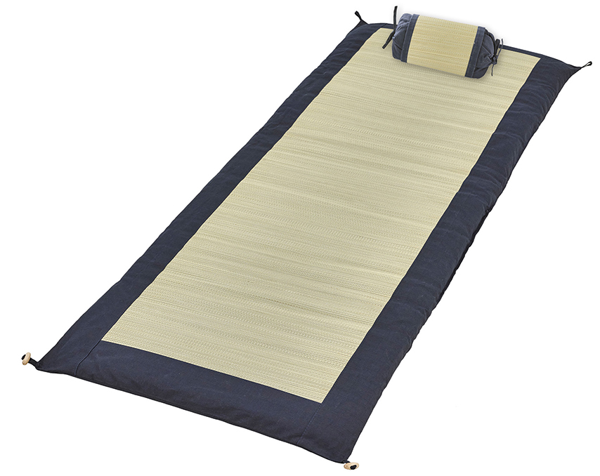 ごろ寝マットレス＆枕セット ブルーマットレス：約60×165cm 枕：約24×17×7〜13cm 高さ調節日本製 い草 天然素材 マットレス ごろ寝 リラックス効果