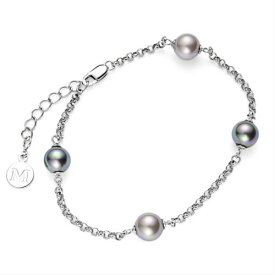 マジョリカパール グレーXヌアージュ8mmステーションチェーンブレスレット Majorica Pearl　パーティー フォーマル 結婚式 冠婚葬祭 シルバー925